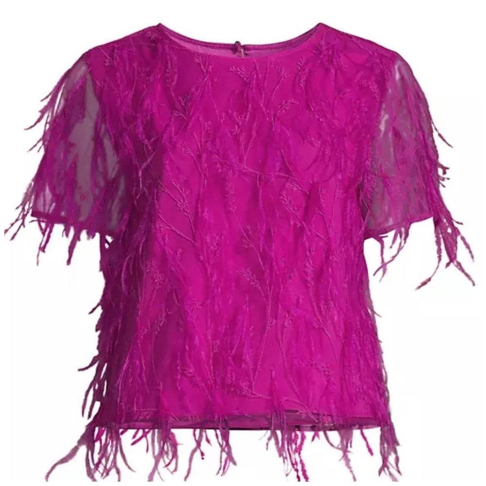 Milly | Rava Feather Tee Fuchsia Pink | S - Picture 5 of 10